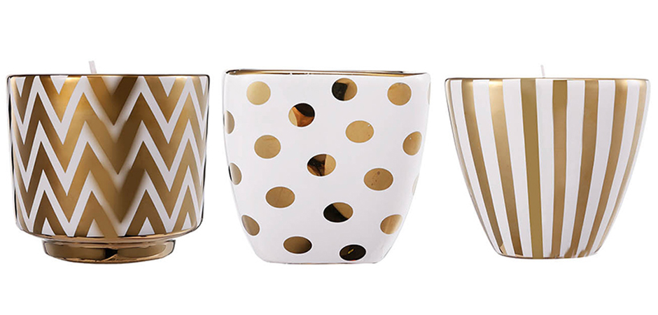 Набор из 3-х подсвечников Gold & White Ornament Набор из 3-х подсвечников Gold & White Ornament - Loft-Concept в Орле