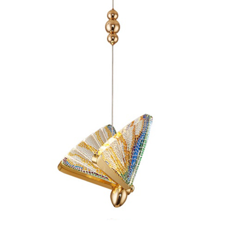 Butterfly Pendant Lamp Colored glass J Мульти Глянцевое золото в Орле | Loft Concept 