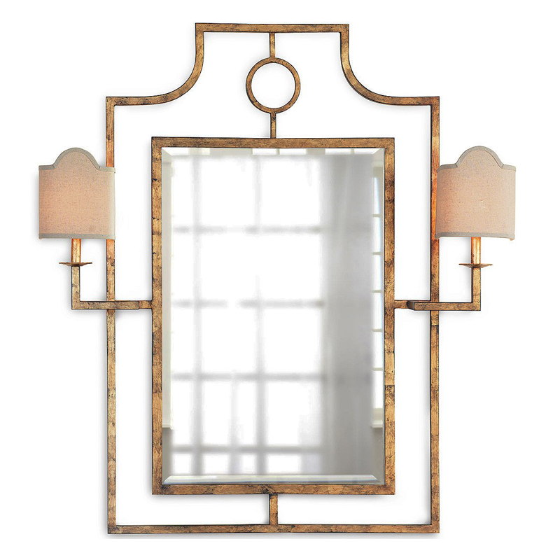 Зеркало с бра Mirror with Sconces Dairile Gold Золотой Зеркало с бра Mirror with Sconces Dairile Gold Золотой в Орле | Loft Concept