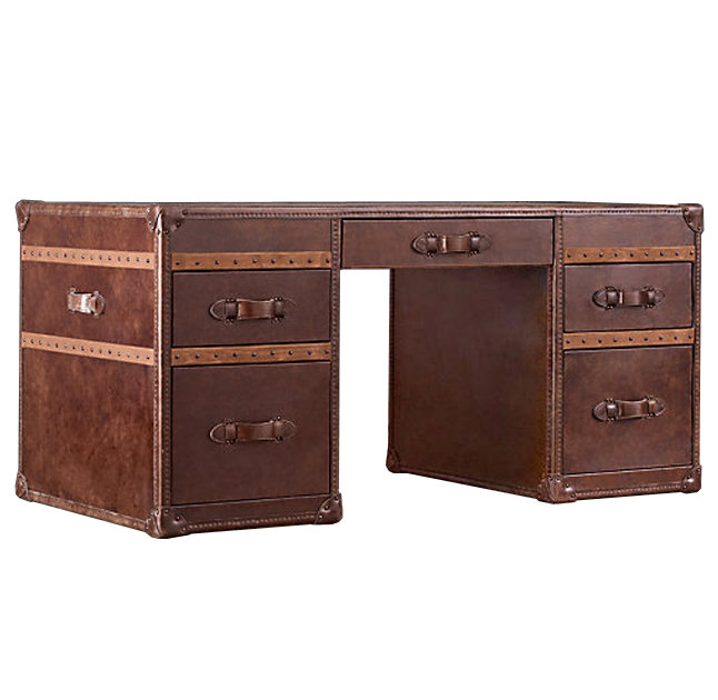 Рабочий Стол Натуральная Кожа RH Mayfair Steamer Trunk Коричневый винтаж Рабочий Стол Натуральная Кожа RH Mayfair Steamer Trunk Коричневый винтаж в Орле | Loft Concept