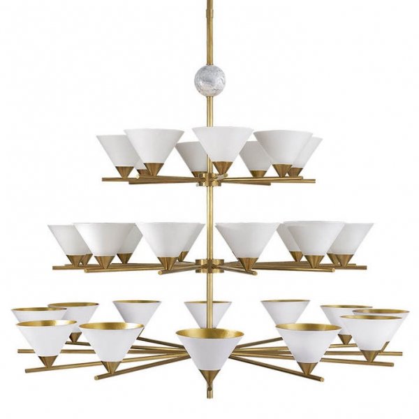 Люстра Cleo Three-tier Chandelier Латунь Белый Люстра Cleo Three-tier Chandelier Латунь Белый в Орле | Loft Concept
