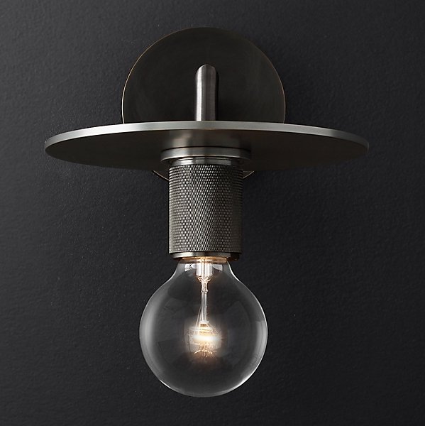 Бра RH Utilitaire Knurled Disk Shade Sconce Black Темная бронза Бра RH Utilitaire Knurled Disk Shade Sconce Black Темная бронза в Орле | Loft Concept
