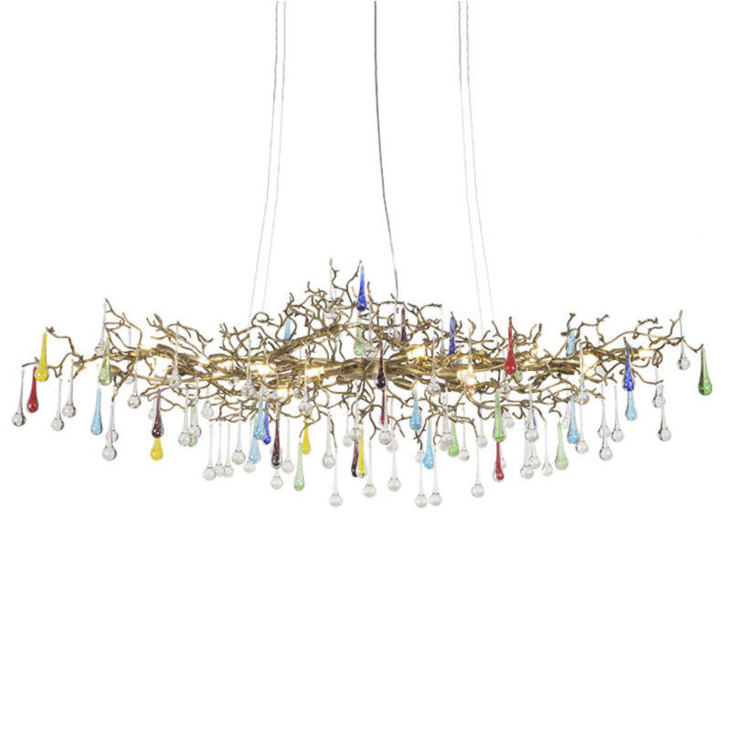Люстра Waterfall Chandelier Colored Drops Золотой Прозрачный Мульти Люстра Waterfall Chandelier Colored Drops Золотой Прозрачный Мульти в Орле | Loft Concept