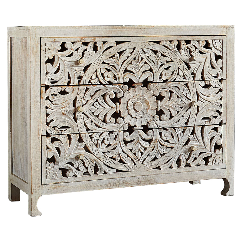 Комод Indian Antique White Furniture Chest of Drawers Kailash белый Белый Комод Indian Antique White Furniture Chest of Drawers Kailash белый Белый в Орле | Loft Concept