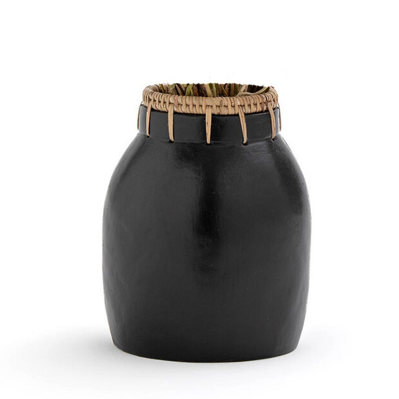 Ваза Ceramic Vase & Rattan D17 Черный Ваза Ceramic Vase & Rattan D17 Черный в Орле | Loft Concept