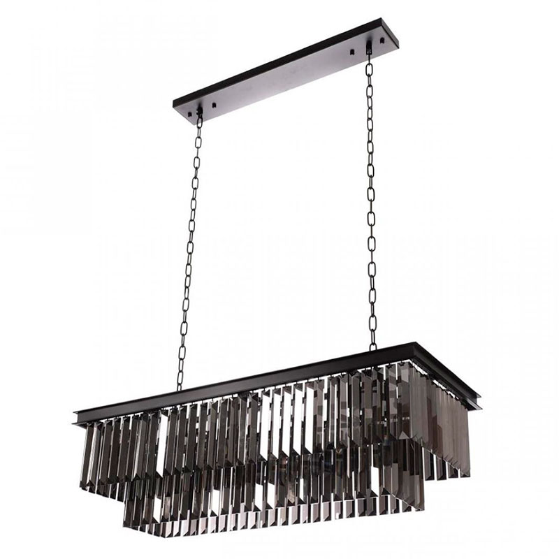 Прямоугольная Люстра RH 1920s Odeon Black iron Серое Стекло Длина 80 см Черный Серый Прямоугольная Люстра RH 1920s Odeon Black iron Серое Стекло Длина 80 см Черный Серый в Орле | Loft Concept