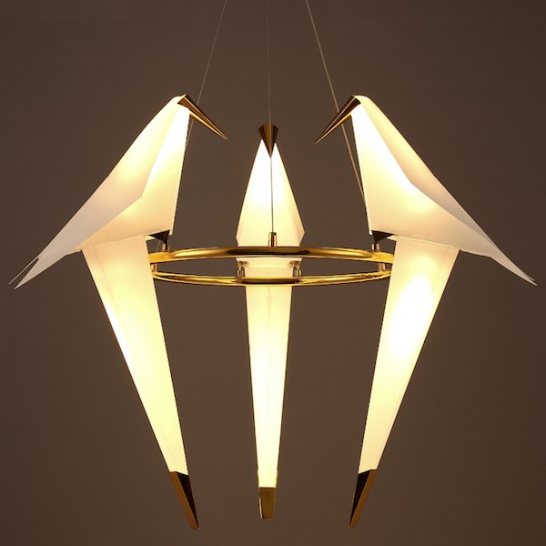 Люстра Origami Bird Chandelier 3 Бежево-серый Золотой Люстра Origami Bird Chandelier 3 Бежево-серый Золотой в Орле | Loft Concept