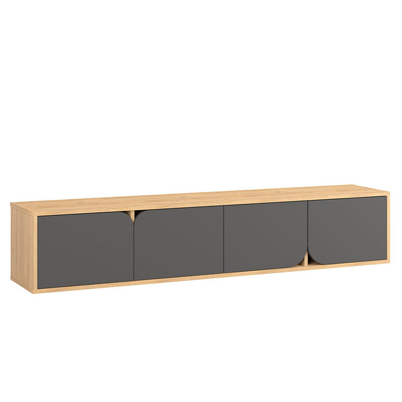 ТВ-тумба подвесная цвета древесины с 4-мя темно-серыми дверцами SPARK TV STAND OAK ANTHRACITE Серый Древесина ТВ-тумба подвесная цвета древесины с 4-мя темно-серыми дверцами SPARK TV STAND OAK ANTHRACITE Серый Древесина в Орле | Loft Concept