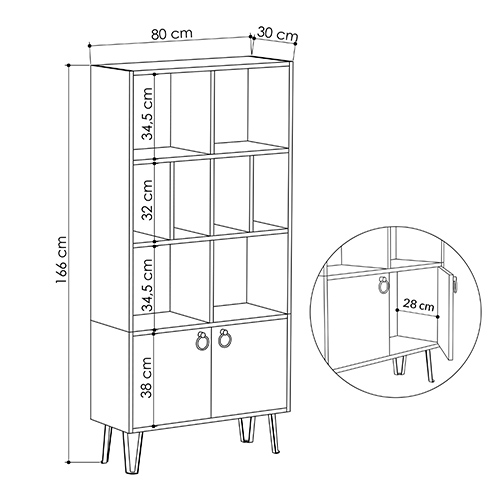 Стеллаж прямой цвета древесины с полками и 2-мя белыми дверцами BENE BOOKCASE OAK Стеллаж прямой цвета древесины с полками и 2-мя белыми дверцами BENE BOOKCASE OAK в Орле