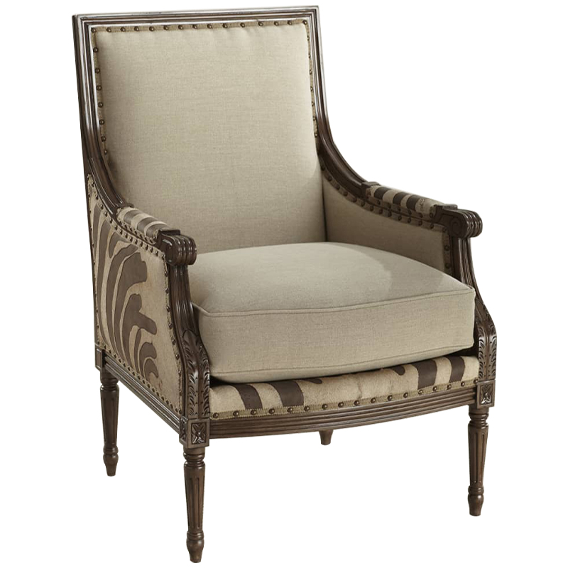Кресло Massoud Annie Zebra Washed Leather Linen Chair Коричневый Бежево-серый Кресло Massoud Annie Zebra Washed Leather Linen Chair Коричневый Бежево-серый в Орле | Loft Concept