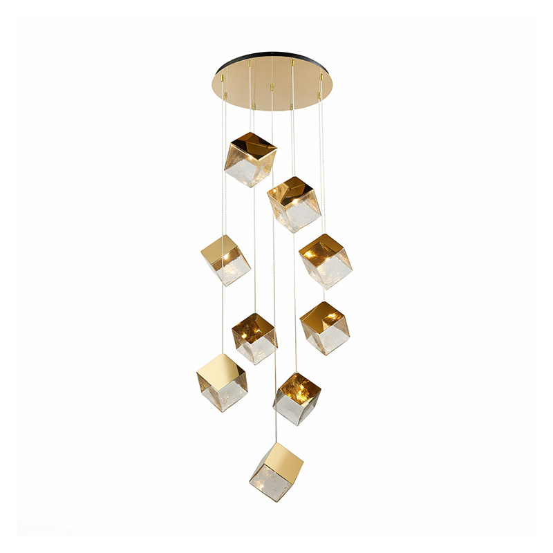 Потолочная люстра Pyrite Chandelier gold cube 9 Золотой Прозрачный Потолочная люстра Pyrite Chandelier gold cube 9 Золотой Прозрачный в Орле | Loft Concept