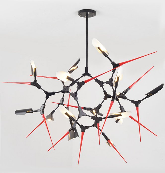 Люстра Red Spikes Chandelier 16 Черный Красный Люстра Red Spikes Chandelier 16 Черный Красный в Орле | Loft Concept