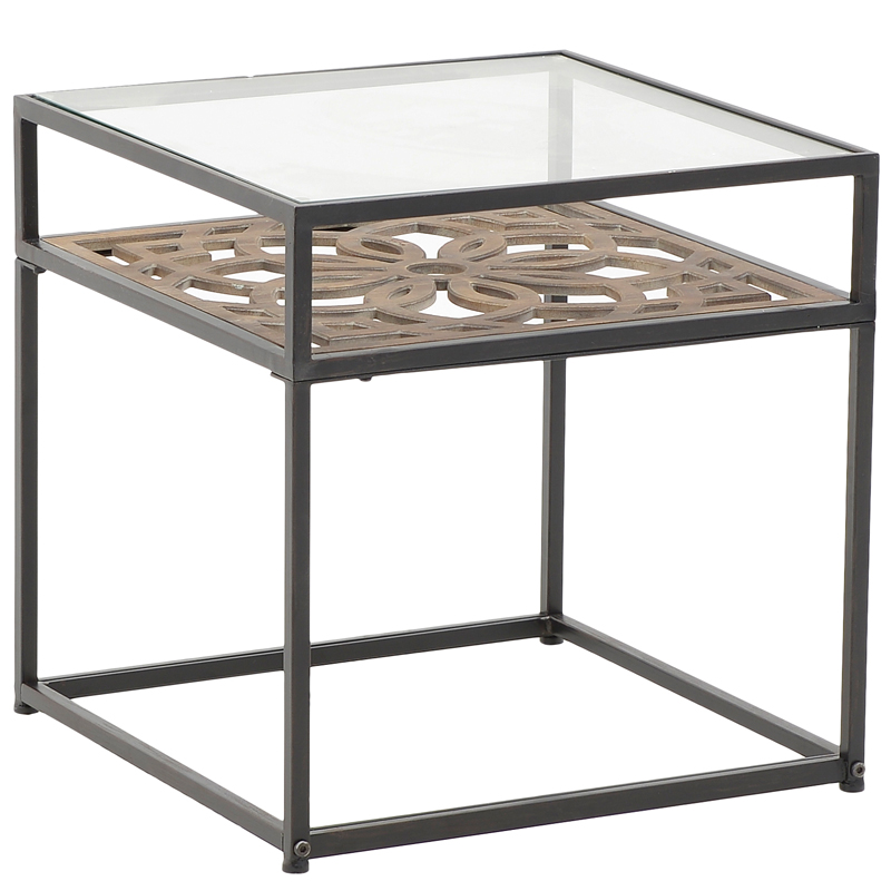 Приставной стол Provence Lace Table Древесина Черный Прозрачное Стекло в Орле | Loft Concept 