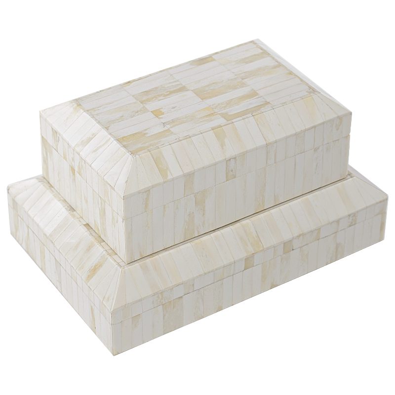 Комплект шкатулок Amadou Bone Inlay Белый ivory ( слоновая кость ) в Орле | Loft Concept 