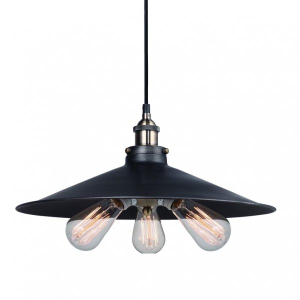 Подвесной светильник 20th C. Factory Filament Metal Triple Pendant Black Черный Подвесной светильник 20th C. Factory Filament Metal Triple Pendant Black Черный в Орле | Loft Concept