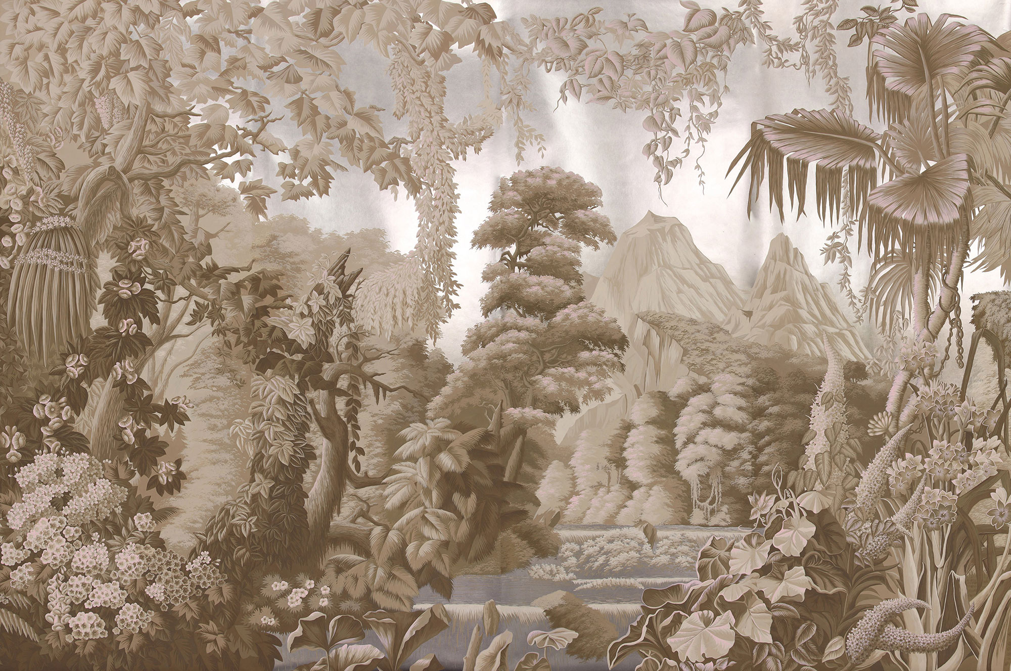 Обои ручная роспись L'Eden Dawn on Sterling Silver gilded paper Обои ручная роспись L'Eden Dawn on Sterling Silver gilded paper - постер Loft-Concept в Орле