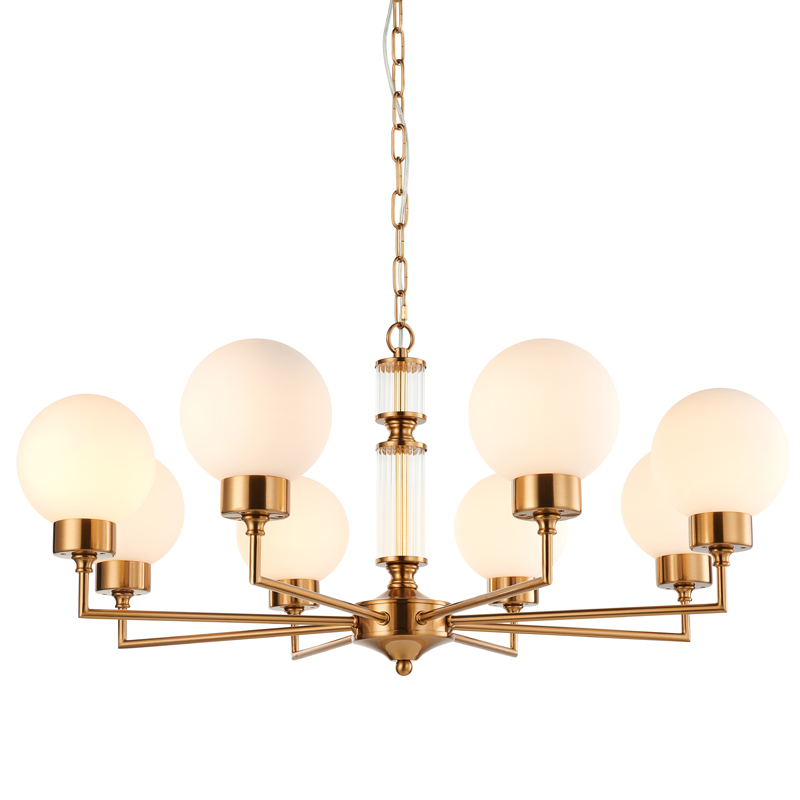 Люстра Zibille Chandelier Brass 78 Латунь Белое матовое стекло Прозрачный Люстра Zibille Chandelier Brass 78 Латунь Белое матовое стекло Прозрачный в Орле | Loft Concept