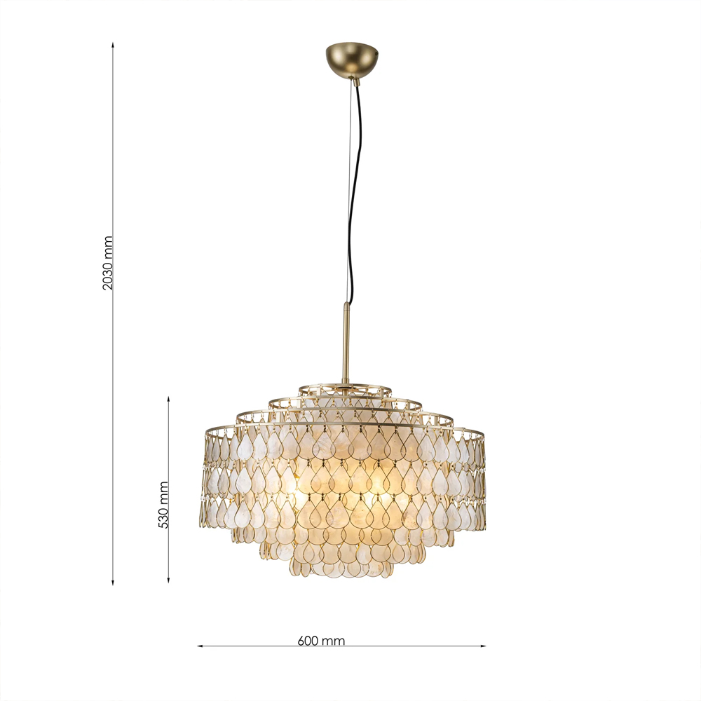 Люстра многоярусная с декором из натуральной морской ракушки Iridescent Light в Орле