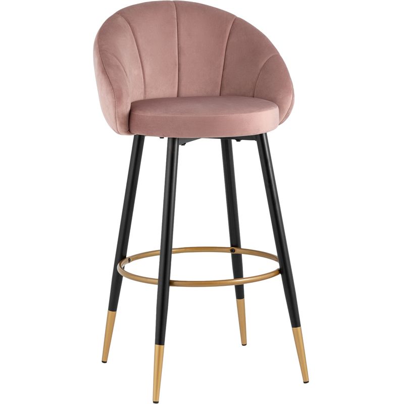 Барный Стул Alberto Chair Розовый Велюр Розовый пастельный Черный Золотой Барный Стул Alberto Chair Розовый Велюр Розовый пастельный Черный Золотой в Орле | Loft Concept