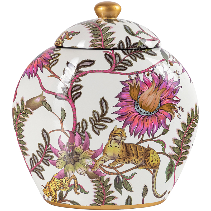 Ваза с крышкой Leopard Flowers Vase White Белый Розовый Мульти Ваза с крышкой Leopard Flowers Vase White Белый Розовый Мульти в Орле | Loft Concept