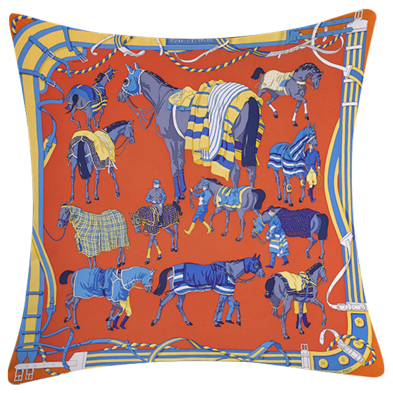 Декоративная подушка Hermes Horse 114 Оранжевый Синий Желтый Декоративная подушка Hermes Horse 114 Оранжевый Синий Желтый в Орле | Loft Concept