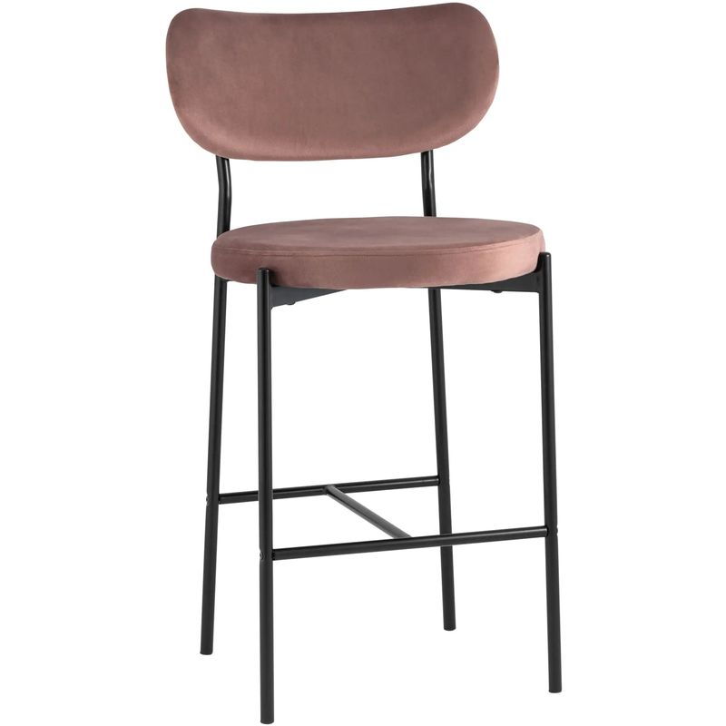 Барный Стул Alfie Chair Черные ножки Розовый Велюр Розовый пастельный Черный Барный Стул Alfie Chair Черные ножки Розовый Велюр Розовый пастельный Черный в Орле | Loft Concept