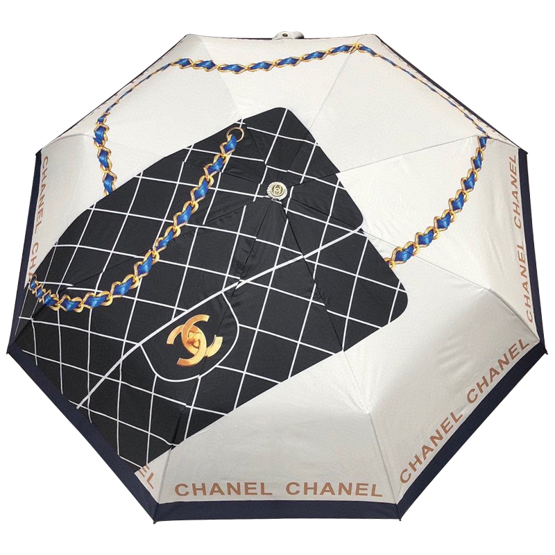 Зонт раскладной CHANEL дизайн 012 Бежевый цвет Бежевый Черный Синий Желтый в Орле | Loft Concept 