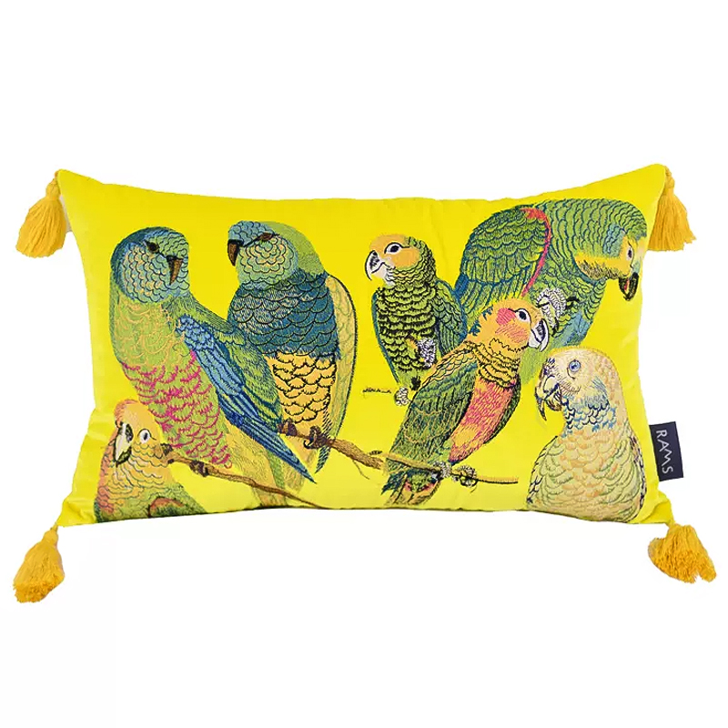 Декоративная подушка с вышивкой Embroidery Parrots Long Pillow Yellow Желтый Мульти Декоративная подушка с вышивкой Embroidery Parrots Long Pillow Yellow Желтый Мульти в Орле | Loft Concept