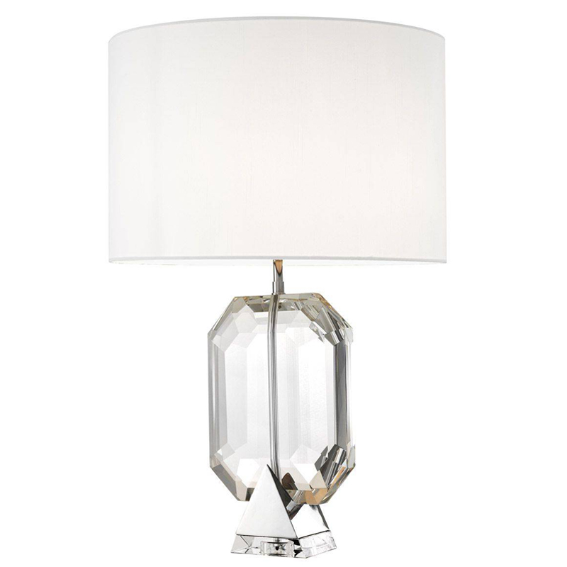 Настольная лампа Eichholtz Table Lamp Emerald Nickel & white Белый Никель Прозрачный Настольная лампа Eichholtz Table Lamp Emerald Nickel & white Белый Никель Прозрачный в Орле | Loft Concept