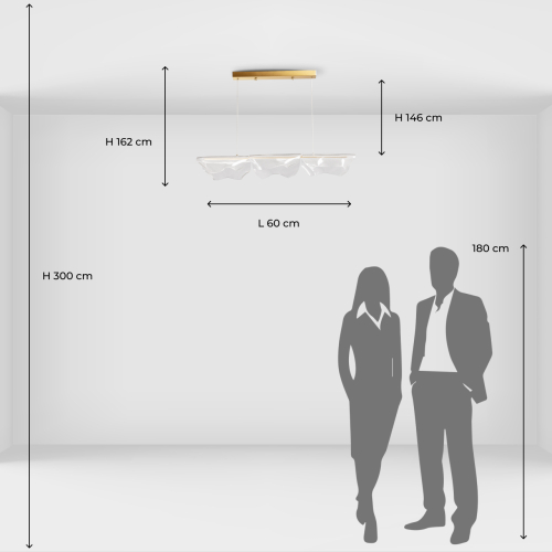 Люстра линейная с 3-мя белыми волнистыми плафонами Wave Line в Орле