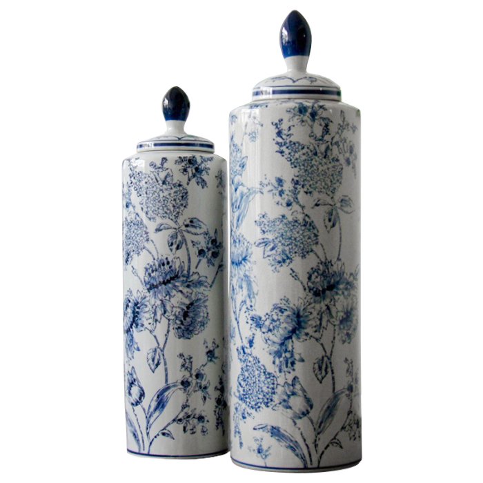 Вазы blue and white ornament Комплект из 2-х Синий Белый Вазы blue and white ornament Комплект из 2-х Синий Белый в Орле | Loft Concept