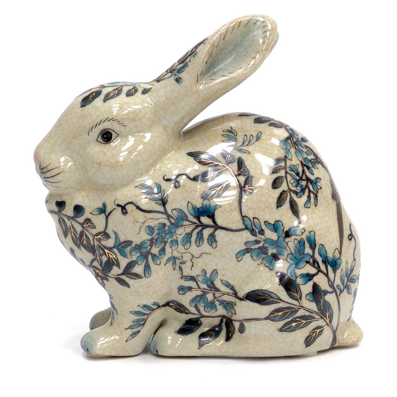 Статуэтка фарфоровая Заяц белая с орнаментом Bunny Белый Синий Статуэтка фарфоровая Заяц белая с орнаментом Bunny Белый Синий в Орле | Loft Concept