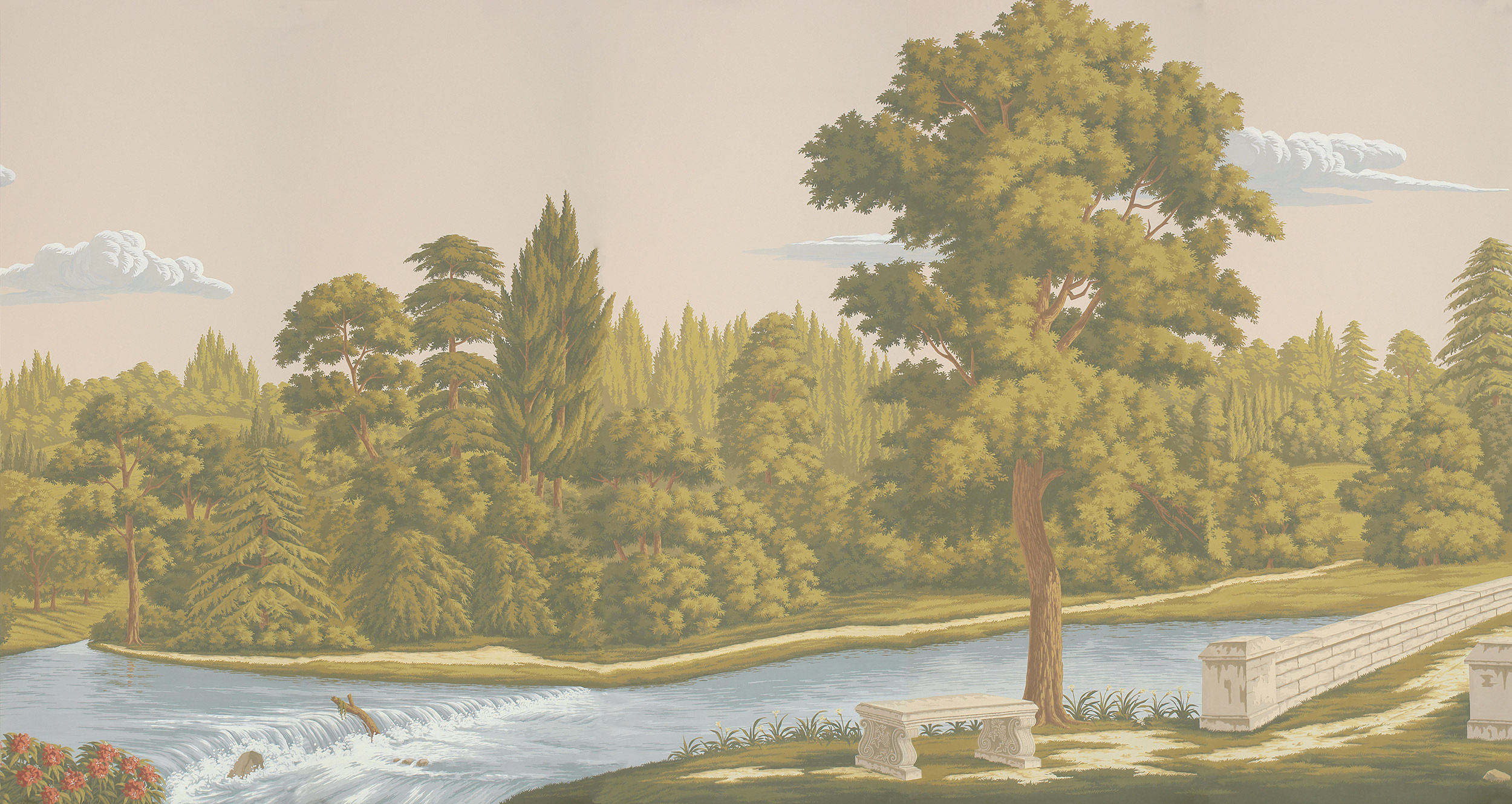 Обои ручная роспись English Landscape Special Colourway on scenic paper 2 Обои ручная роспись English Landscape Special Colourway on scenic paper 2 - постер Loft-Concept в Орле