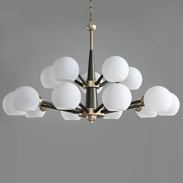 Люстра Thalia chandelier White glass 15 Золотой Белый Черный Люстра Thalia chandelier White glass 15 Золотой Белый Черный в Орле | Loft Concept