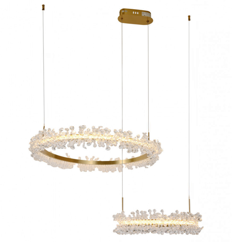 Люстра Crystal round chandelier 2 кольца Латунь Прозрачный Латунь Люстра Crystal round chandelier 2 кольца Латунь Прозрачный Латунь в Орле | Loft Concept