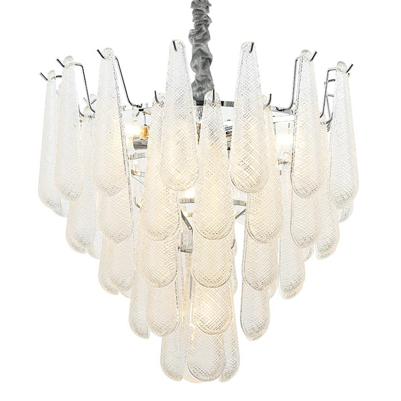 Люстра Textured Glass Drops Chandelier 13 Хром Белый Люстра Textured Glass Drops Chandelier 13 Хром Белый в Орле | Loft Concept