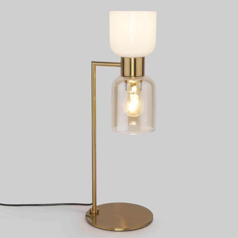 Настольная лампа Light maker studio white and smok brass Латунь Стекло Смок Белый в Орле | Loft Concept 