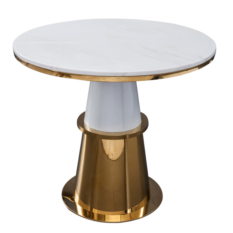Обеденный стол Ander Table Circle Белый Латунь сатинированная Обеденный стол Ander Table Circle Белый Латунь сатинированная в Орле | Loft Concept