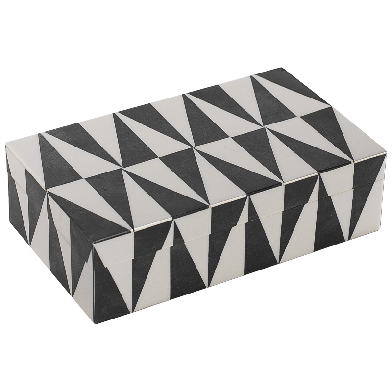 Шкатулка Black White Triangles Bone Inlay Черно-белый Шкатулка Black White Triangles Bone Inlay Черно-белый в Орле | Loft Concept