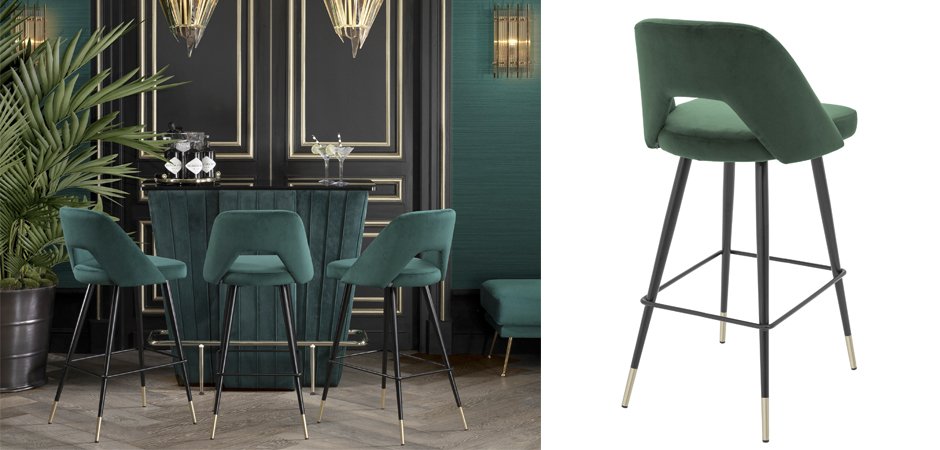 Барный стул Eichholtz Bar Stool Avorio Green Барный стул Eichholtz Bar Stool Avorio Green - Loft-Concept в Орле