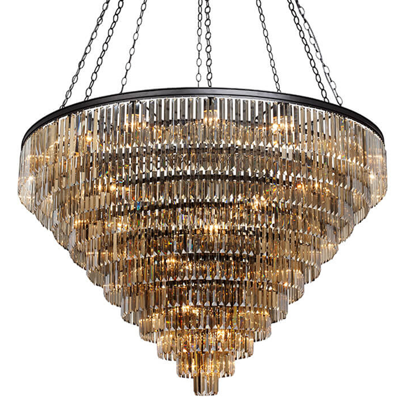 Большая Многоярусная люстра ODEON Amber GLASS 11-TIER диаметр 160 см Черный матовый Прозрачное Стекло в Орле | Loft Concept 