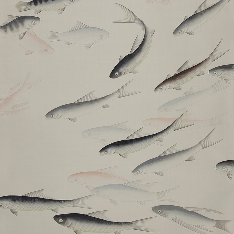 Обои ручная роспись Fishes Blue Pearl on Icefield dyed silk Обои ручная роспись Fishes Blue Pearl on Icefield dyed silk в Орле | Loft Concept