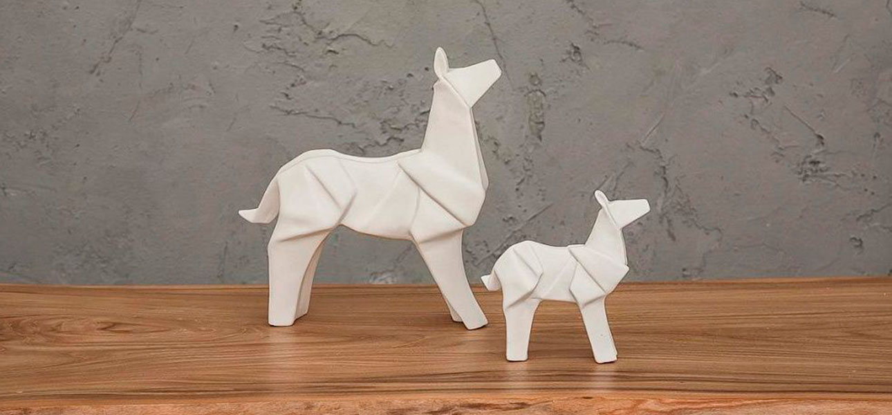 Фигурка в виде оригами керамическая белая собака White Dog - фото