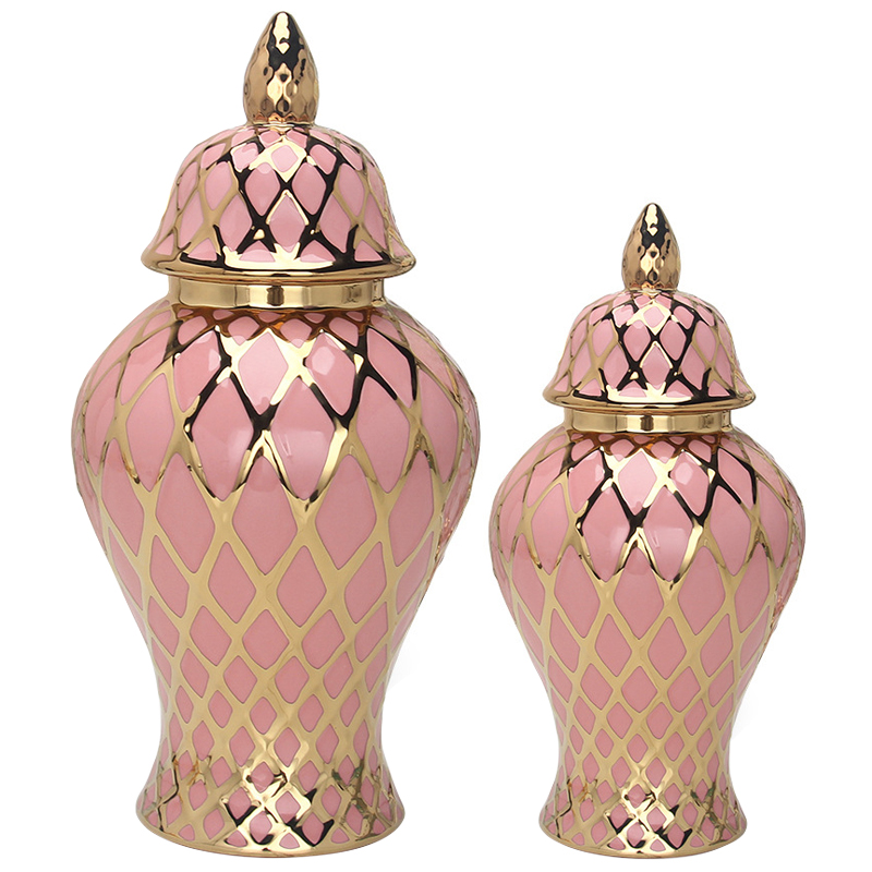 Ваза с крышкой Gold Ornament Pink Vase Розовый Золотой Ваза с крышкой Gold Ornament Pink Vase Розовый Золотой в Орле | Loft Concept