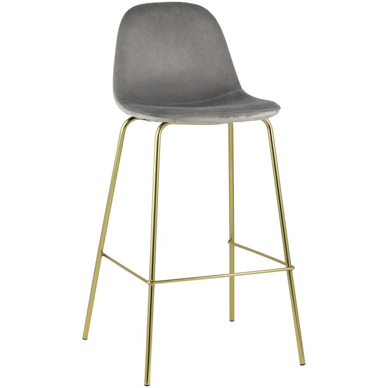 Барный Стул Archie Chair Серый Велюр Серый Золотой в Орле | Loft Concept 