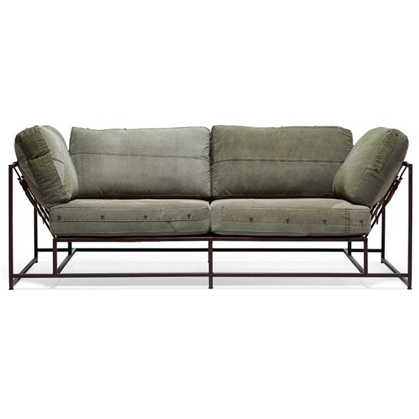 Двухместный диван Olive Military Two Seat Sofa Оливковый Двухместный диван Olive Military Two Seat Sofa Оливковый в Орле | Loft Concept