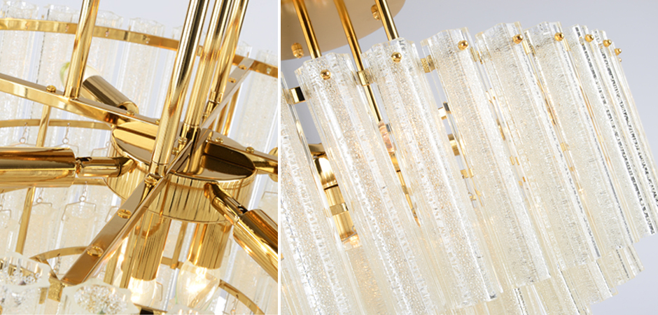 Люстра потолочная на штанге Textured Glass Chandelier Люстра потолочная на штанге Textured Glass Chandelier - Loft-Concept в Орле