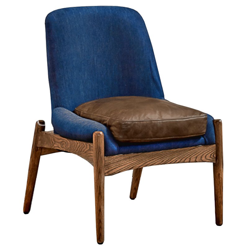 Кресло NAXOS CHAIR BLUE Leather and linen Синий Дерево Табак Кресло NAXOS CHAIR BLUE Leather and linen Синий Дерево Табак в Орле | Loft Concept