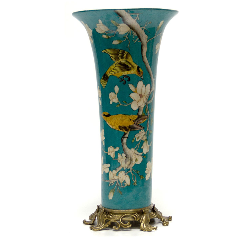 Ваза Blue Vase Birds Бронза Синий Желтый Белый Ваза Blue Vase Birds Бронза Синий Желтый Белый в Орле | Loft Concept