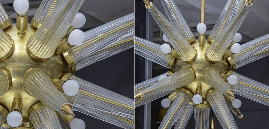 Люстра Brass Sputnik Chandelier with Murano Glass Spikes Люстра Brass Sputnik Chandelier with Murano Glass Spikes - Loft-Concept в Орле